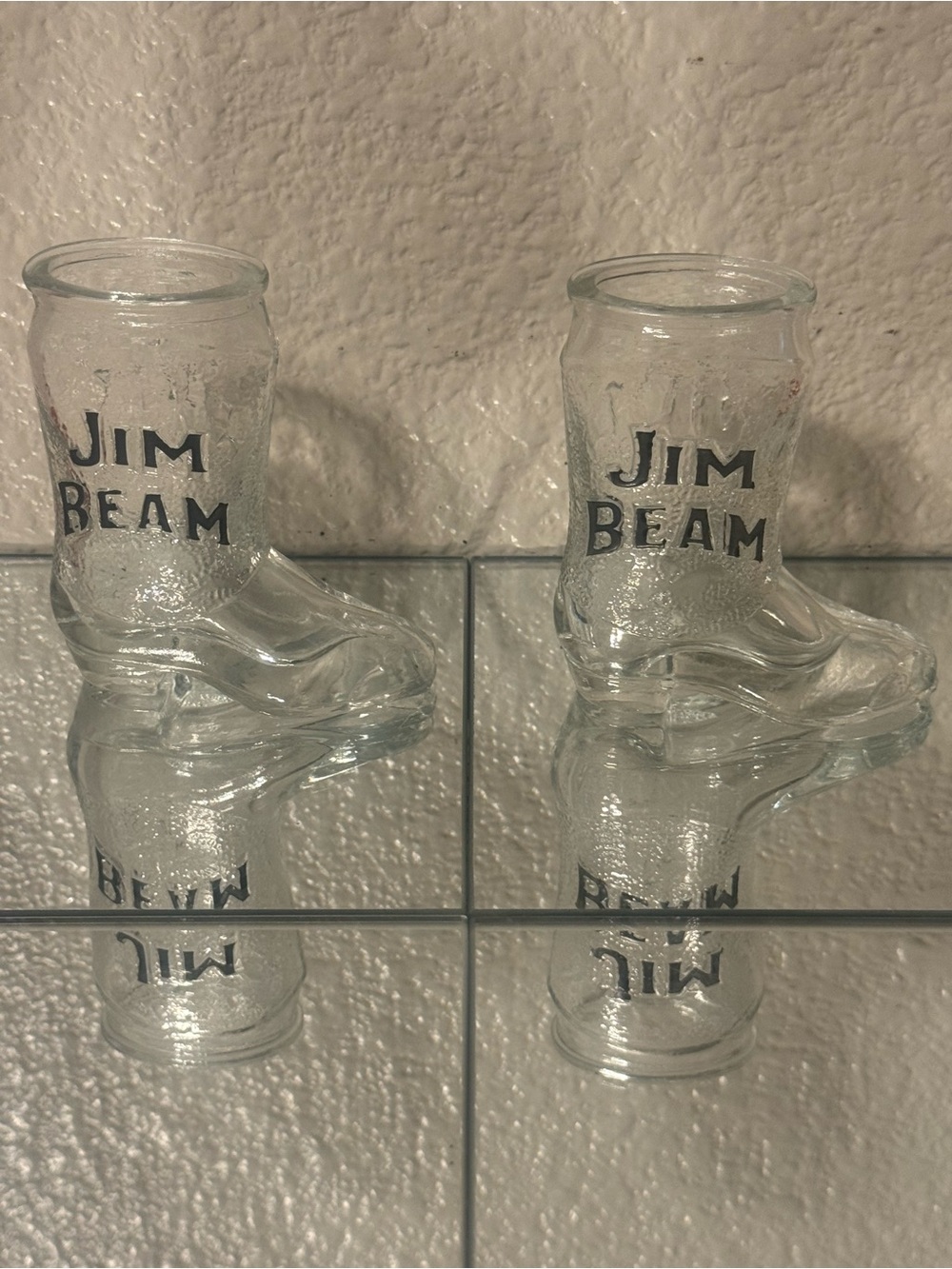 Vintage Jim Beam Cowboy Boot Shot Glass Set | Retro Whiskey Barware Collectible